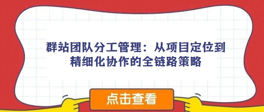 群站團隊分工管理：從項目定位到精細化協(xié)作的全鏈路策略